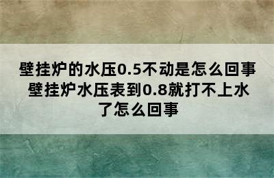 壁挂炉的水压0.5不动是怎么回事 壁挂炉水压表到0.8就打不上水了怎么回事